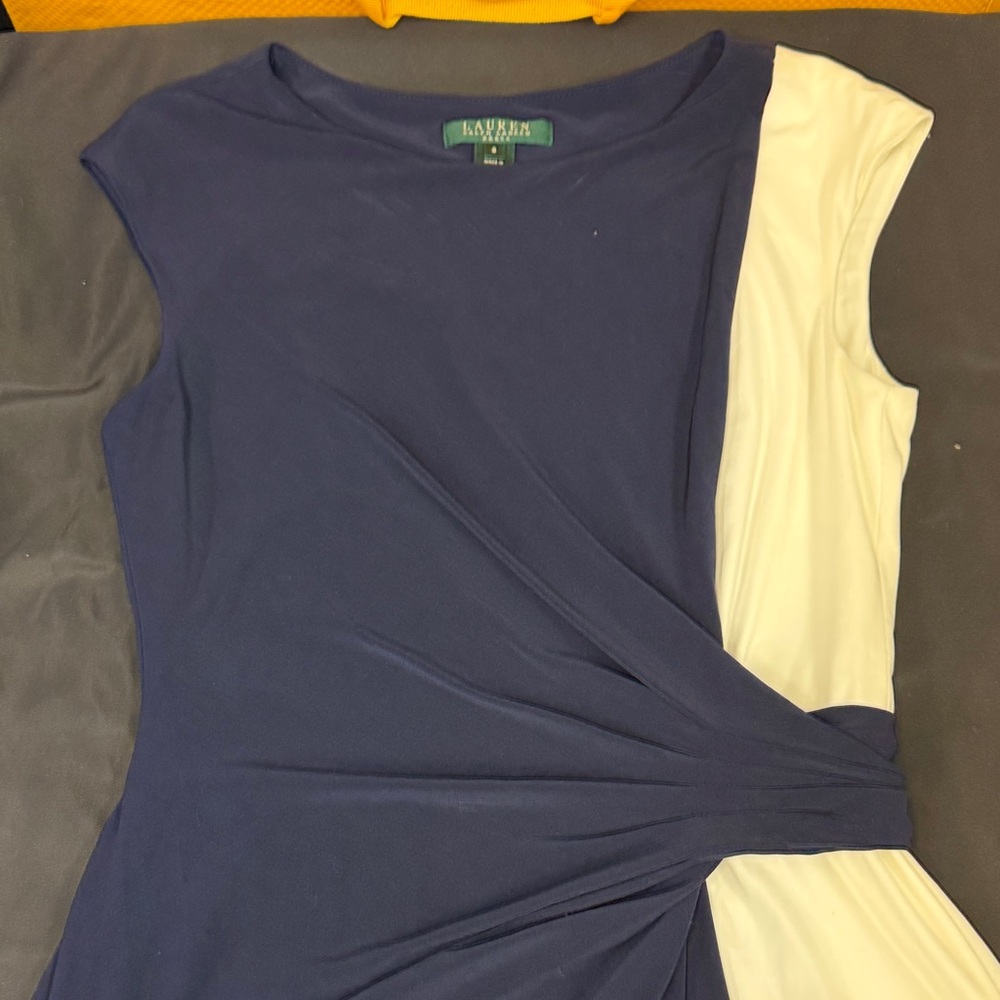 Lauren Ralph Lauren Two-Tone Navy and Cream Dress